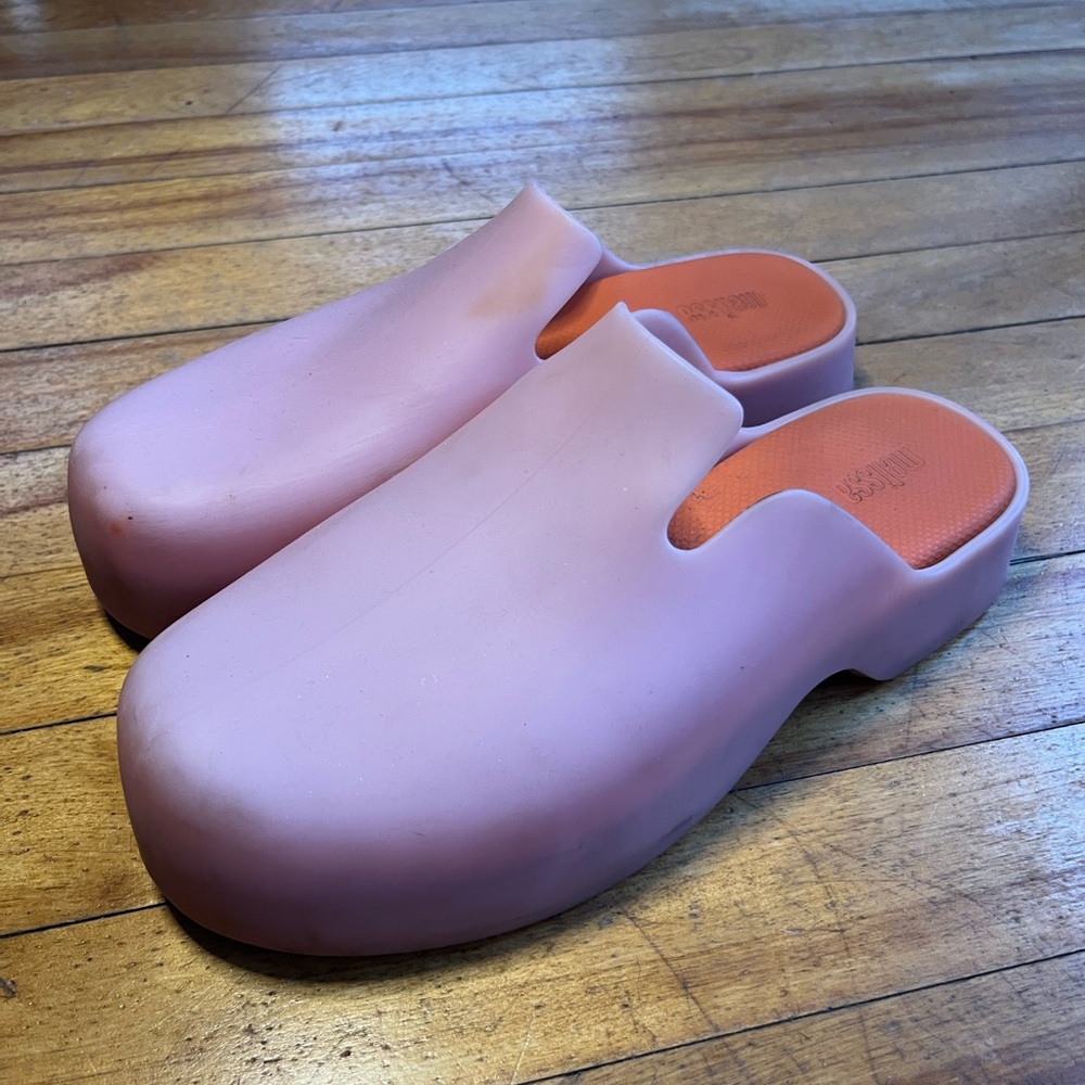 Melissa Zoe water-resistant‎ platform clog light pink orange insole women’s 8